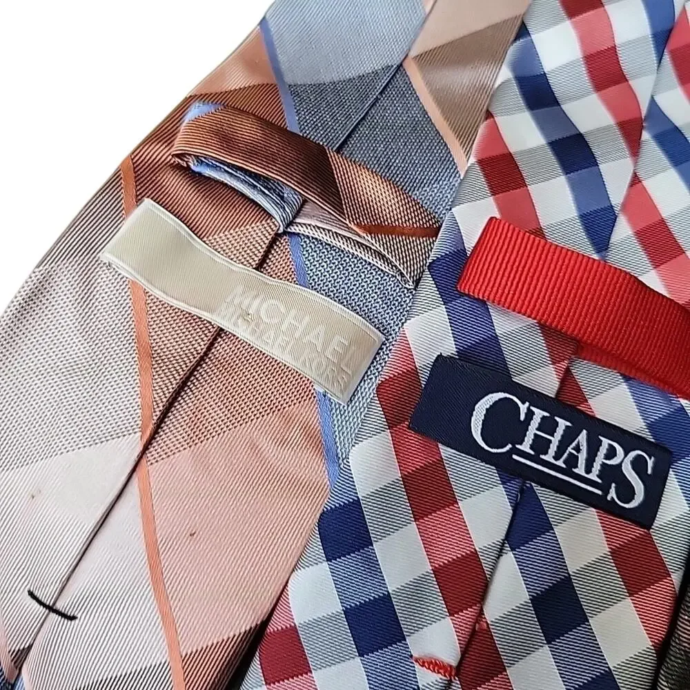 Plaid Neck ties Lot Of 4 Designer Nick Graham Michael Kors Chaps Croft & Barrow